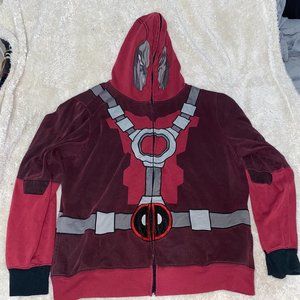 Deadpool Full Zip Costume Cosplay with See Through Hoodie